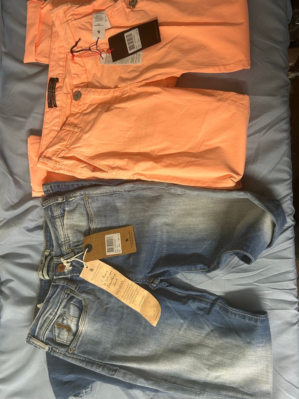 NEW 2pc Maison Scotch Premium Stretch Skinny Jeans Lot Size 25/30 Blue Peach